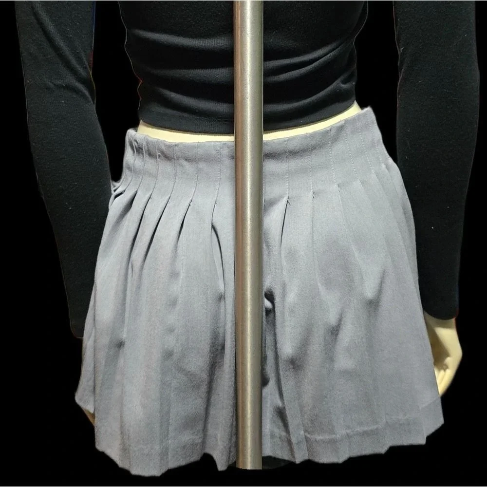 Forever 21 Pleated Mini‎ Skirt Womens Size M Grey Wrap Tie